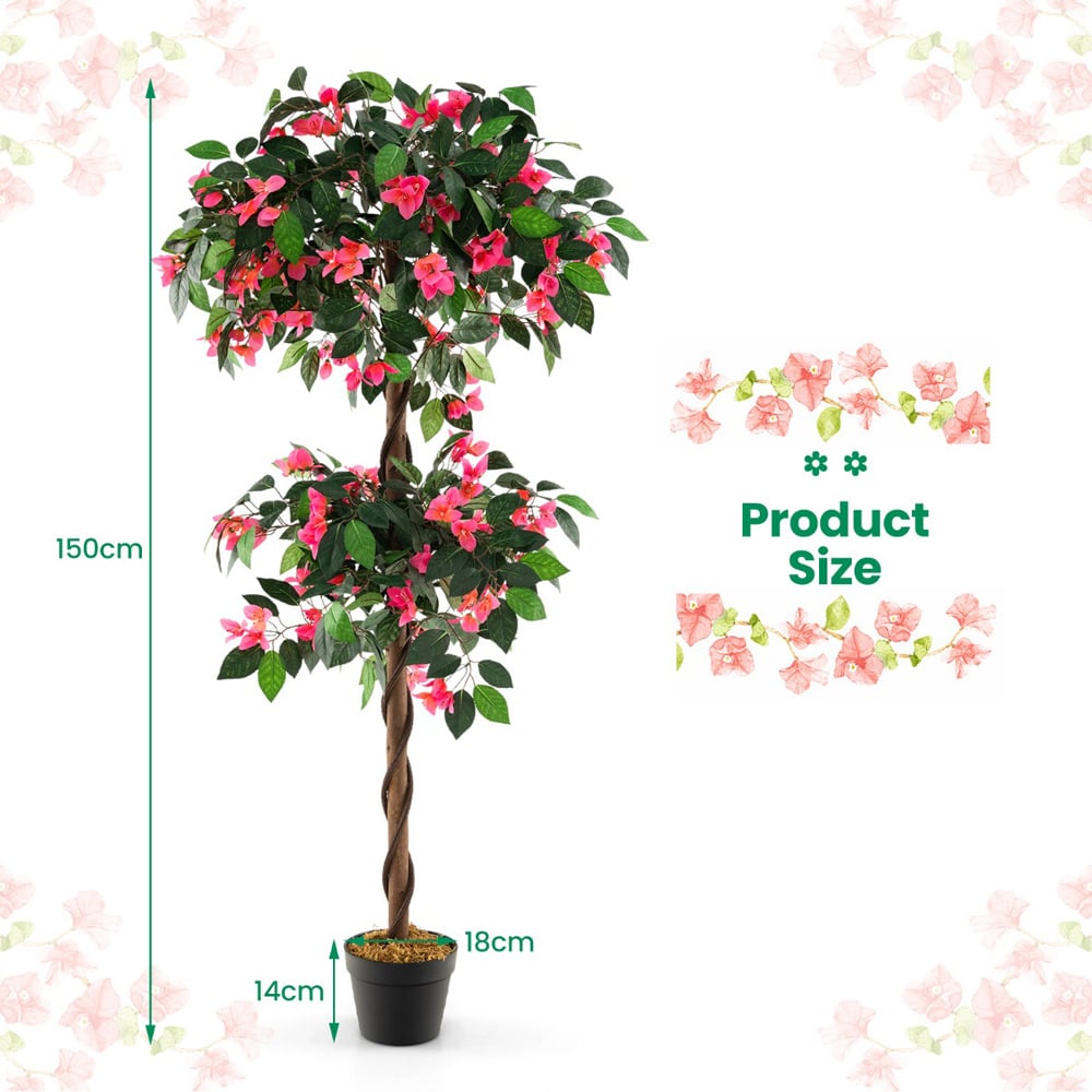 Costway Bougainvillea Artificial Tree In Pot 5ft Image 9