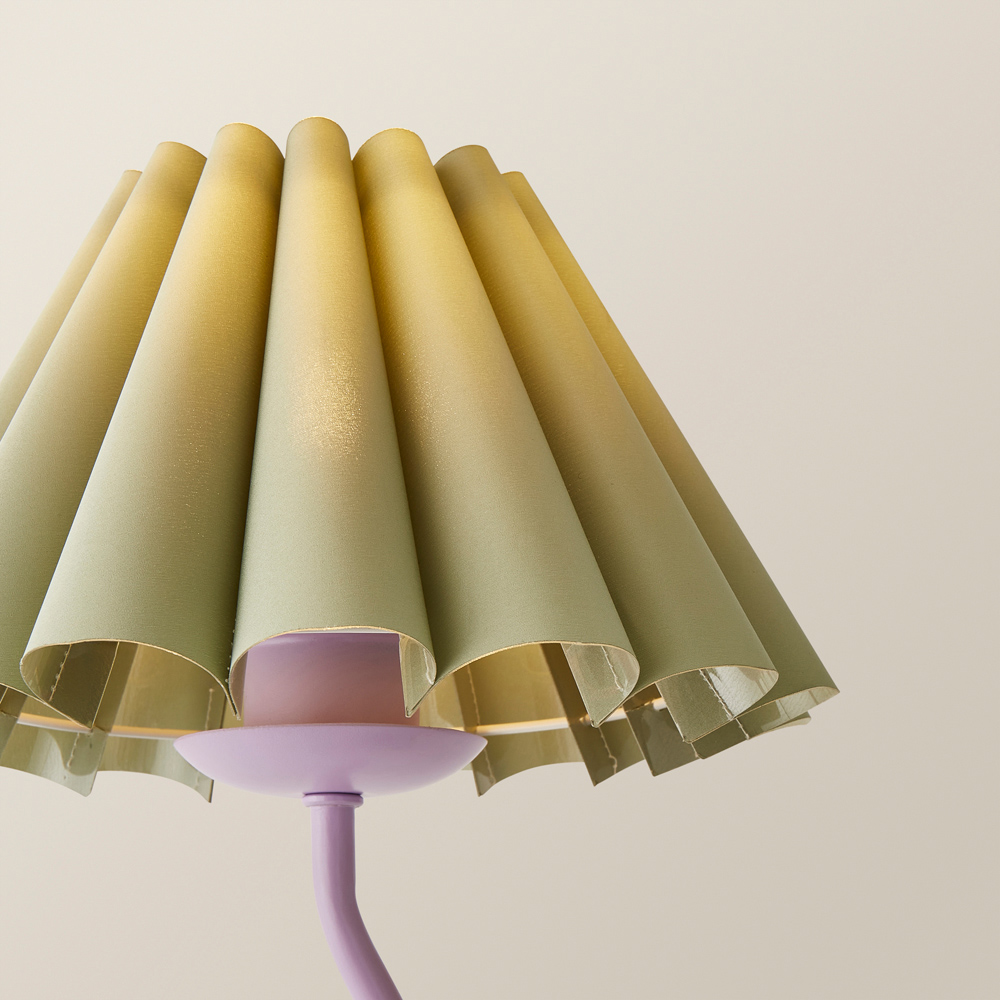 ValueLights Wiggle Sage and Pale Purple Pleated Scallop Shade Table Lamp and LED Bulb Image 3