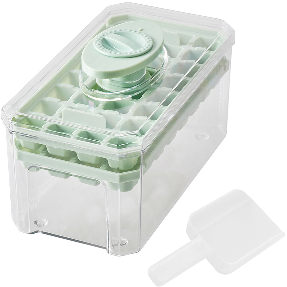 Living and Home Green 64 Grid Press Type Ice Cube Mold Box Image 1