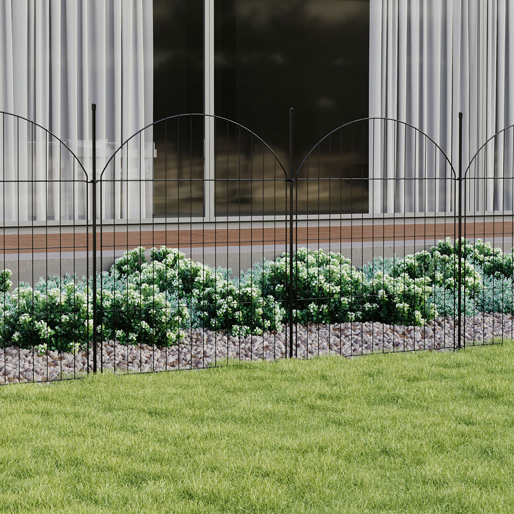 Living and Home 5 Piece Arch Top Metal Garden Fence Image 7