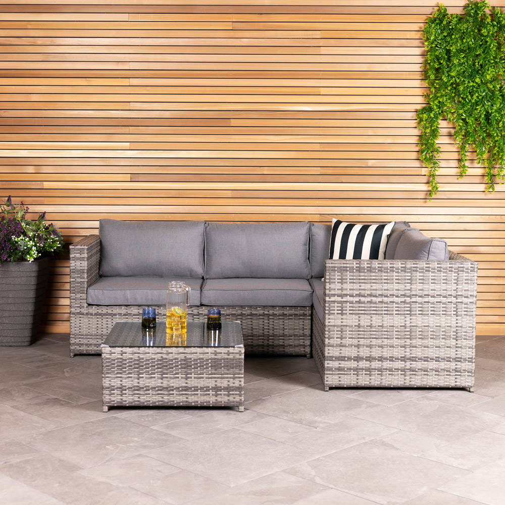 Charles Bentley 4 Seater Grey Rattan Corner Sofa Lounge Set Image 4
