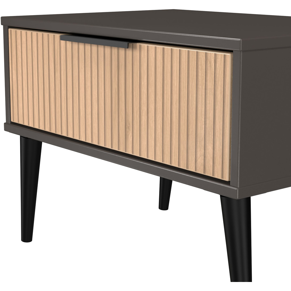 Crowndale Hong Kong Single Drawer Slatt Effect and Graphite Wide Side Table Ready Assembled Image 5