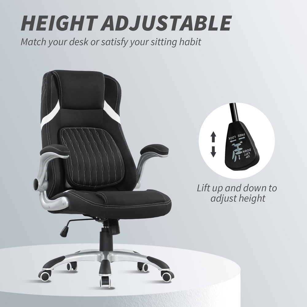 Vinsetto Black Fabric Tiltable Office Chair Image 8