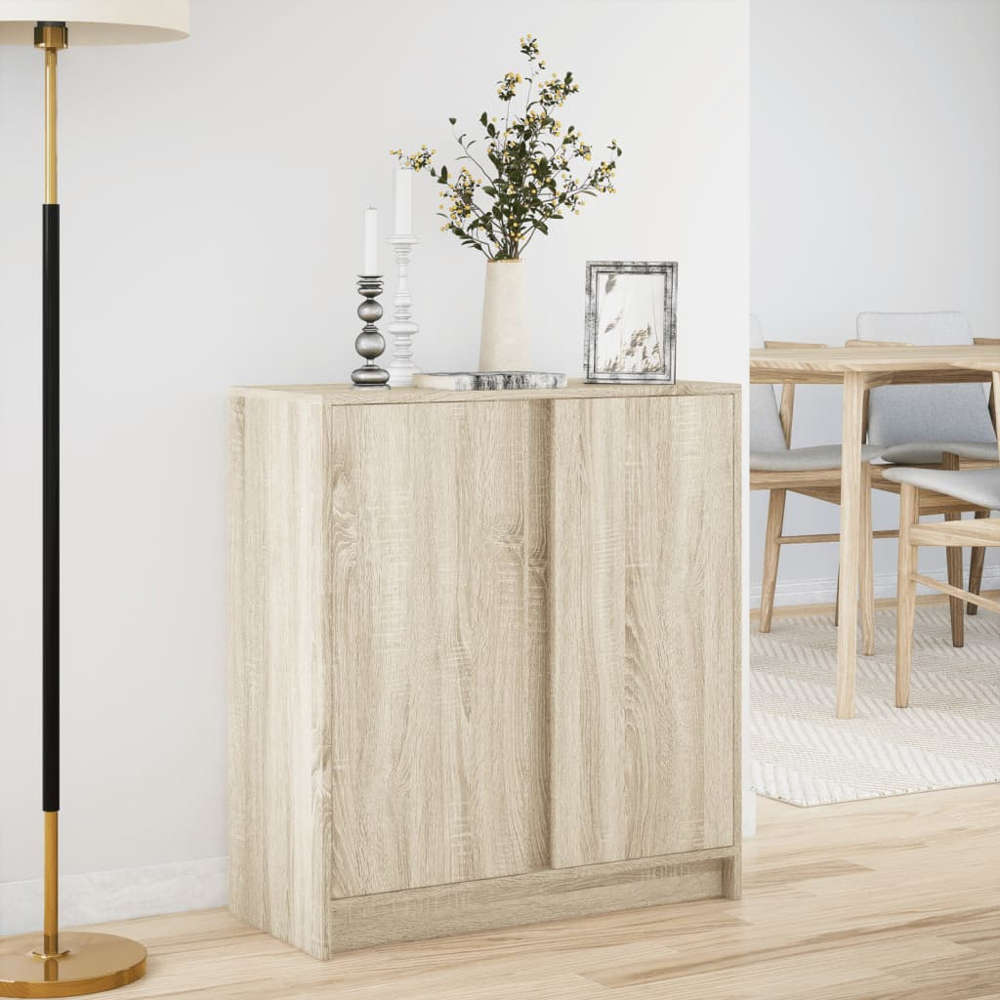vidaXL 2 Door Sonoma Oak LED Sideboard Image 8