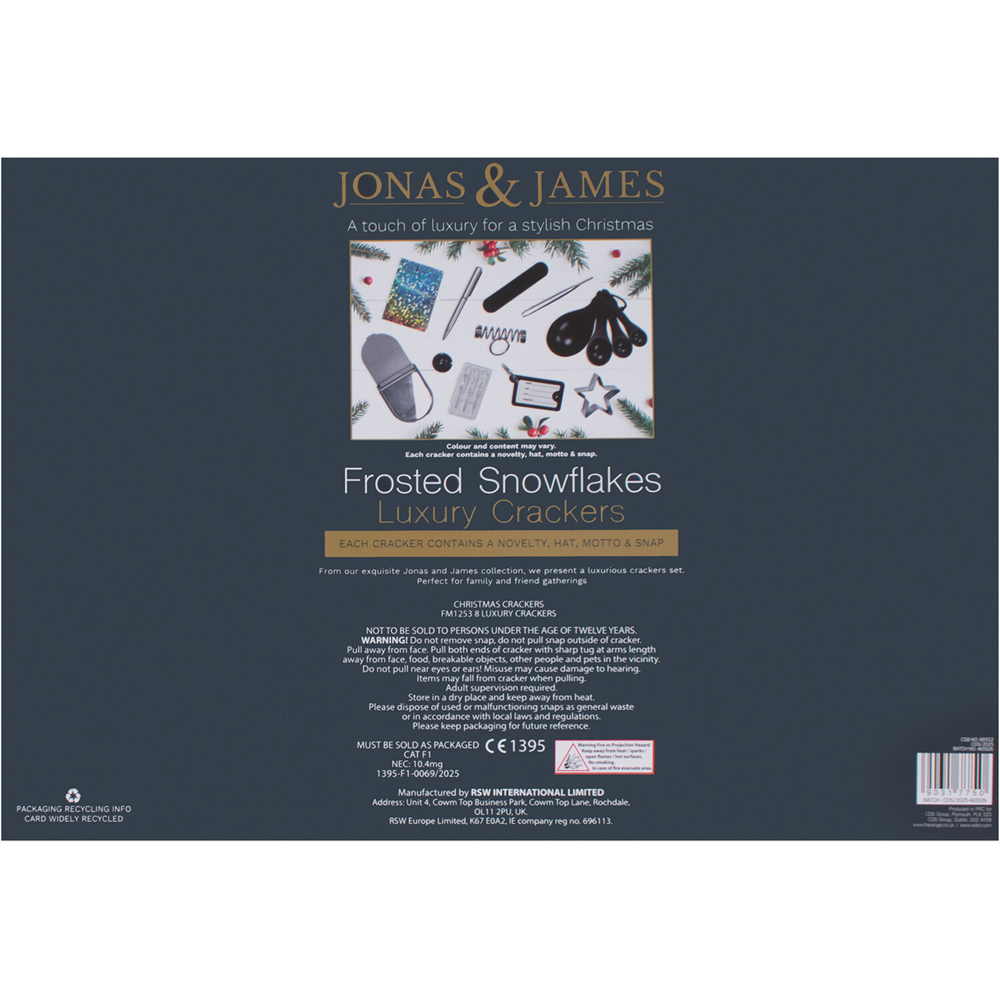 Pack of 8 Frosted Snowflakes Deluxe Crackers - Silver Image 2