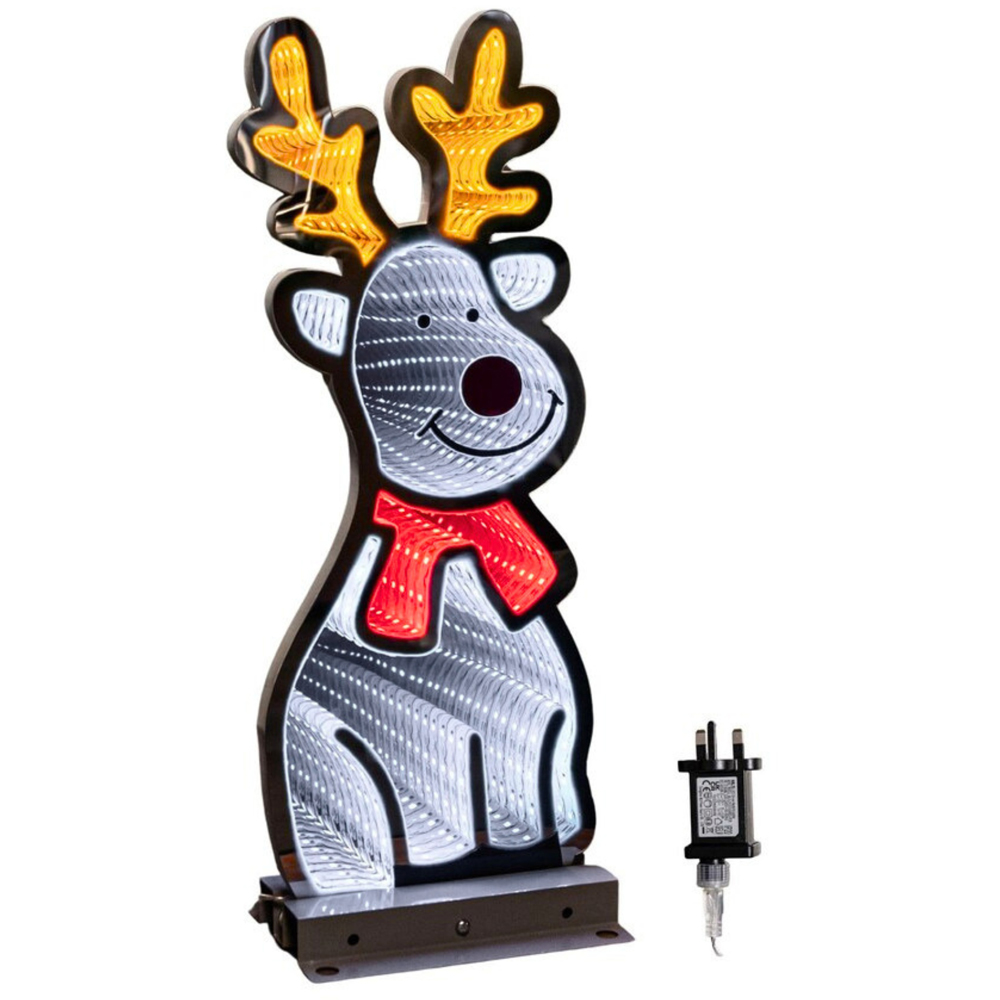 Samuel Alexander Light Up Christmas Reindeer Infinity Mirror Decoration on Metal Base 40cm Image 2