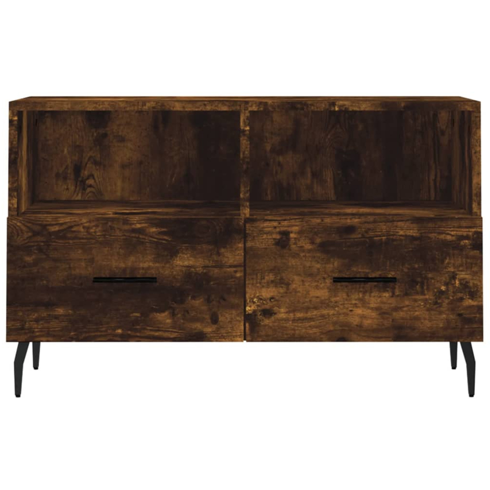 vidaXL 2 Drawer 2 Shelf Smoked Oak Small TV Cabinet Image 5