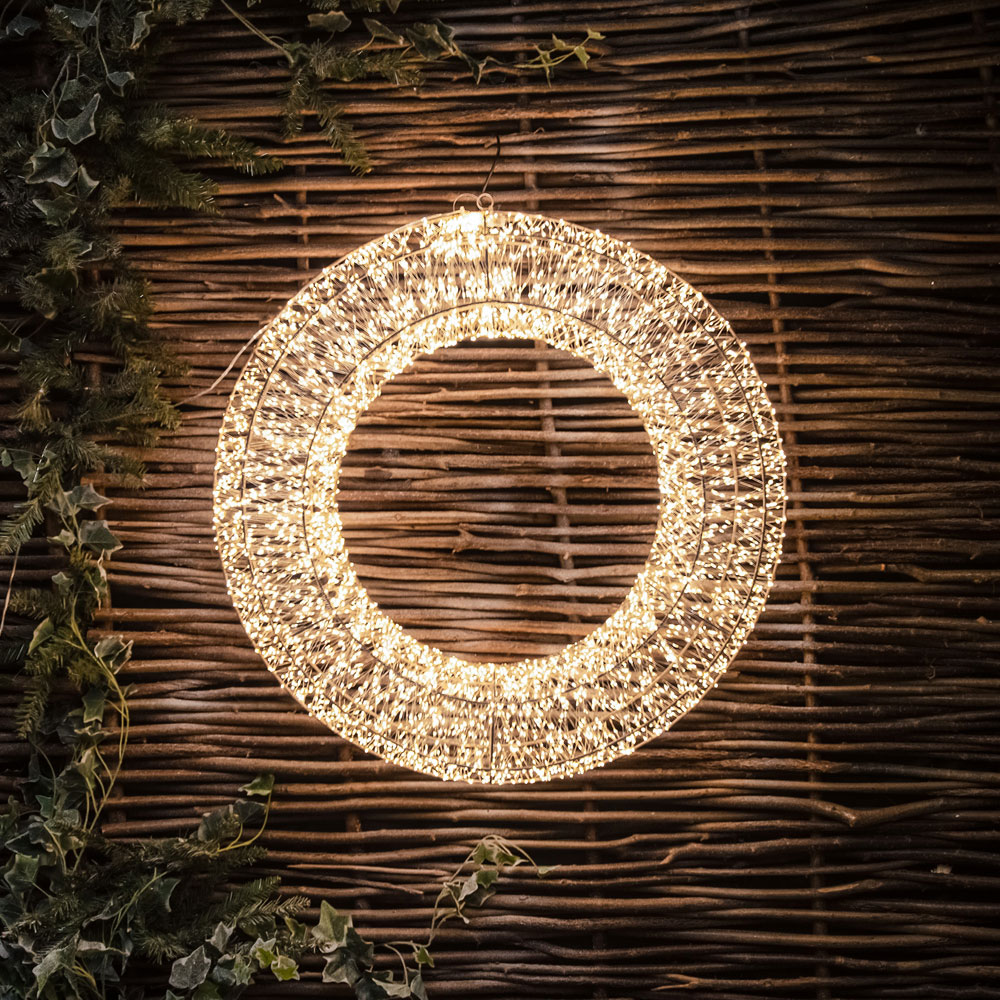 The Christmas Centre 10000 Warm White LED Micro Lights Pre-Lit Gold Light-Up Wreath 90cm Image 5