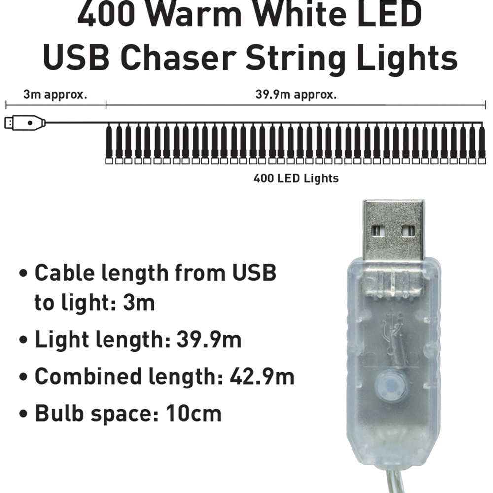 The Christmas Workshop 400 Warm White LED String Light Image 9