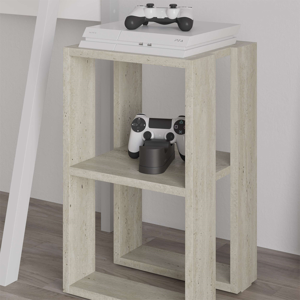 Decortie Lonie Light Stone Bedside Table Image 3