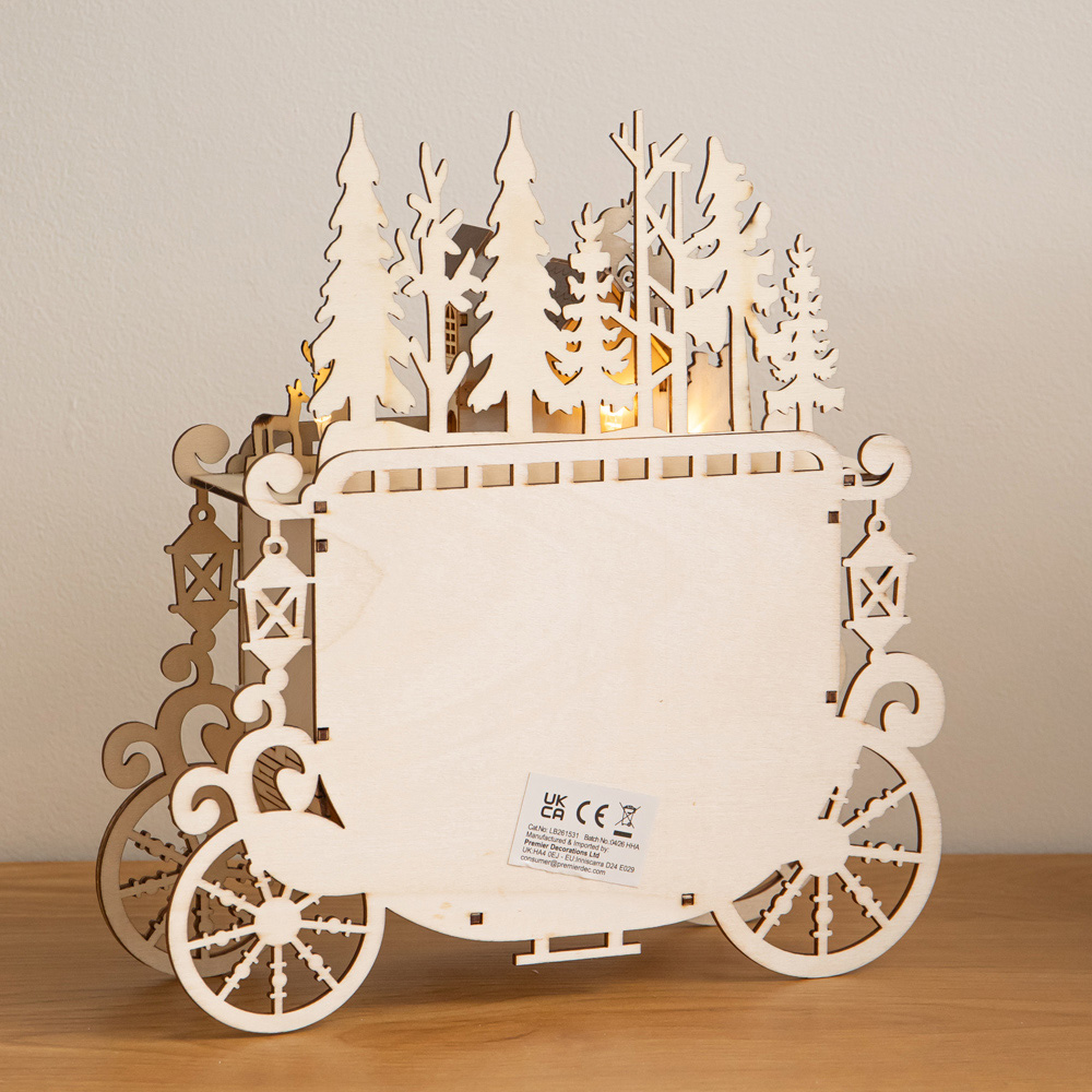 Samuel Alexander Warm White LED Wooden Christmas Carriage Village 25cm Image 8