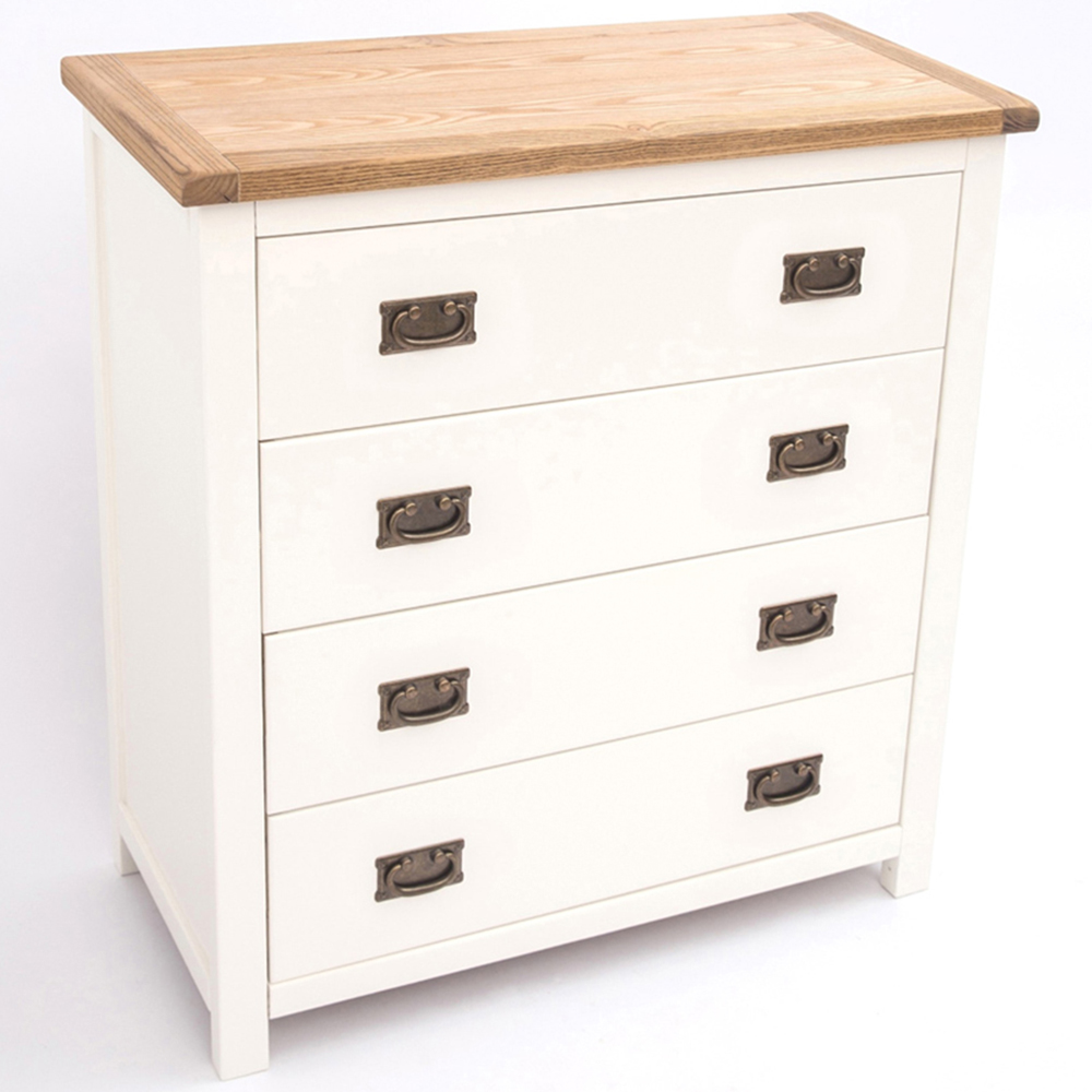 Lovere 4 Drawer Off White Chest of Drawers with Brass Drop Handles Image 4