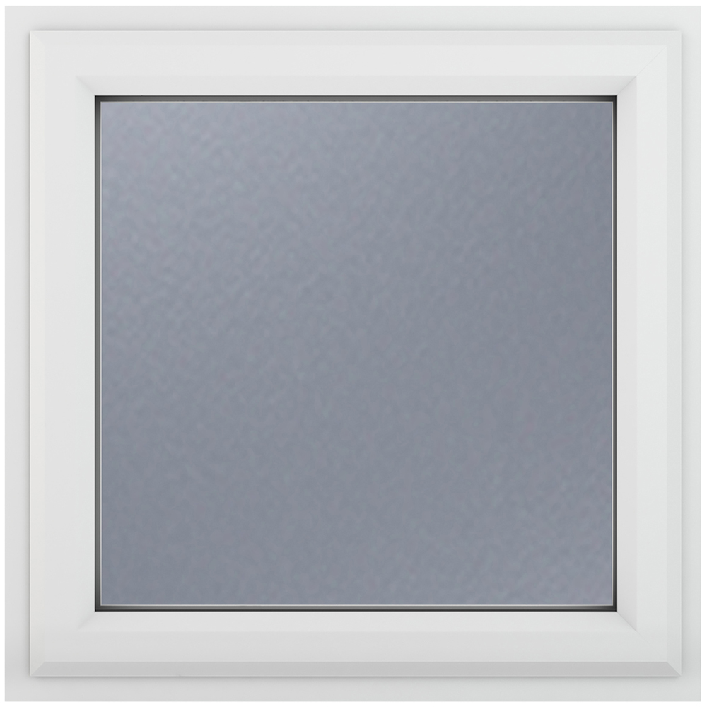 Crystal uPVC Double Glazed Window Top Hung Opener White Obscure Glass 820x820mm Image 1