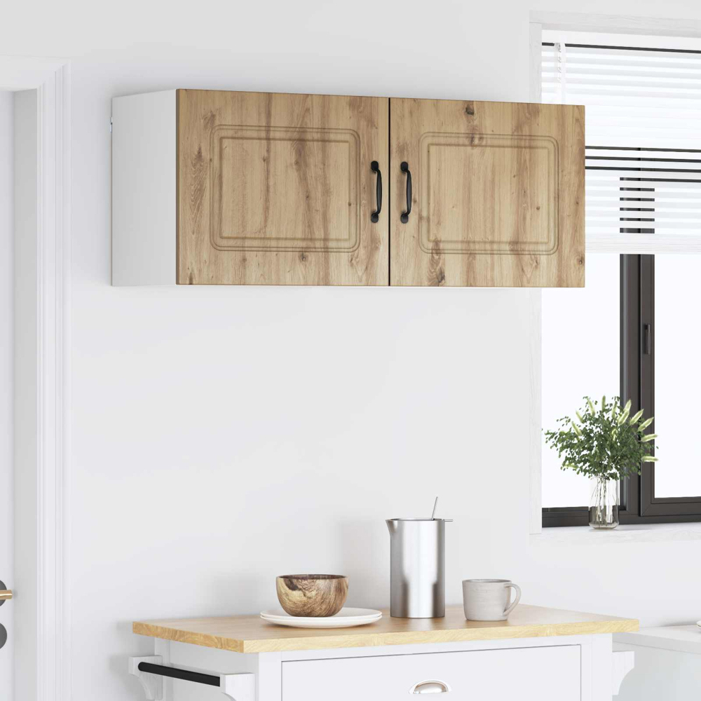 vidaXL Kalmar Single Door Artisan Oak Wall Mounted Wide Kitchen Cabinet Set of 2 Image 9