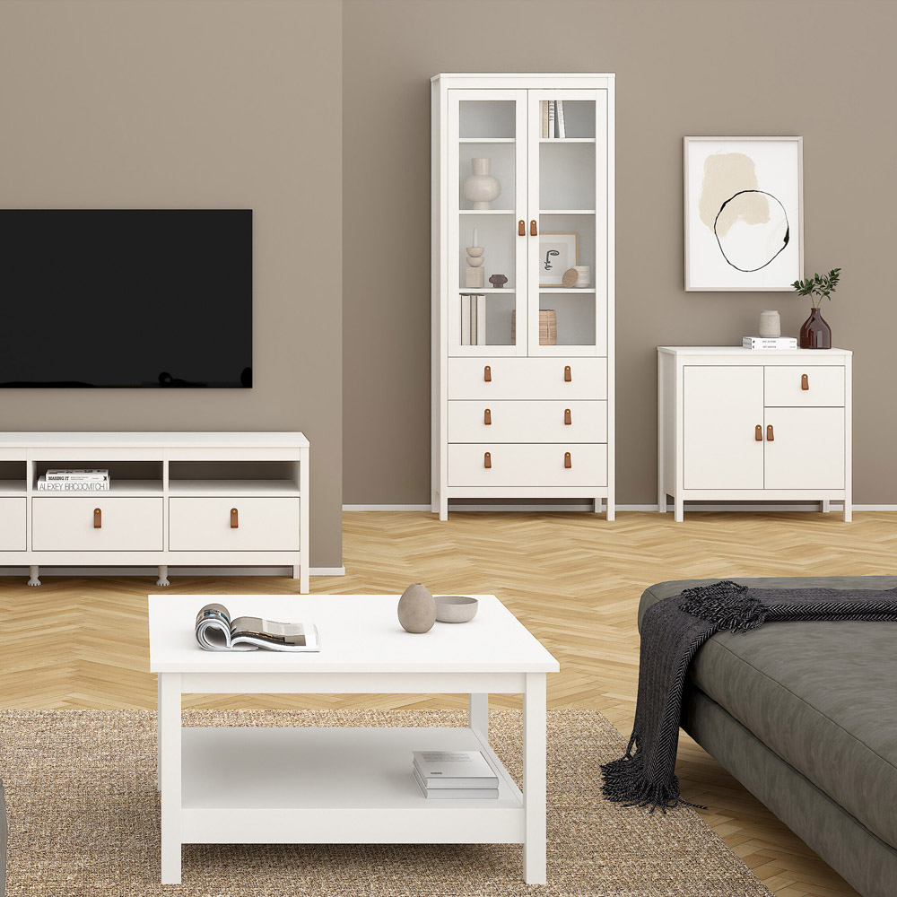 Florence Barcelona 2 Door 3 Drawer White Display Cabinet Image 6