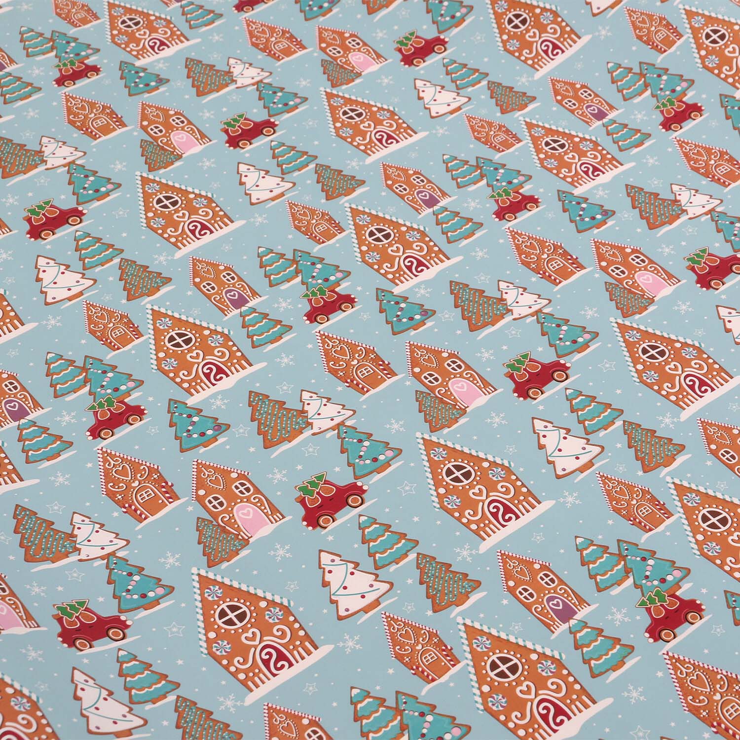 Gingerbread House Tree Wrapping Paper 4m Image 1