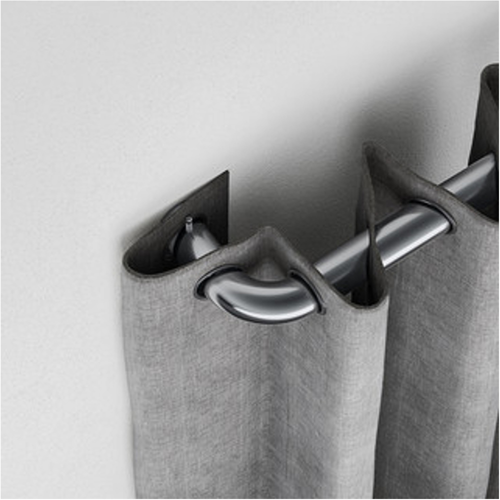New Edge Blinds 170-300cm Satin Silver Room Darkening Extendable Curtain Pole Image 4
