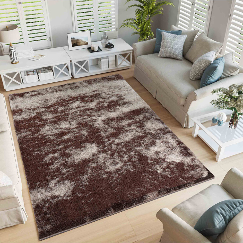 Desire Rug Modern Bronze Two Tone Shimmer Soft Shaggy Area Rug 120 x 170cm Image 2