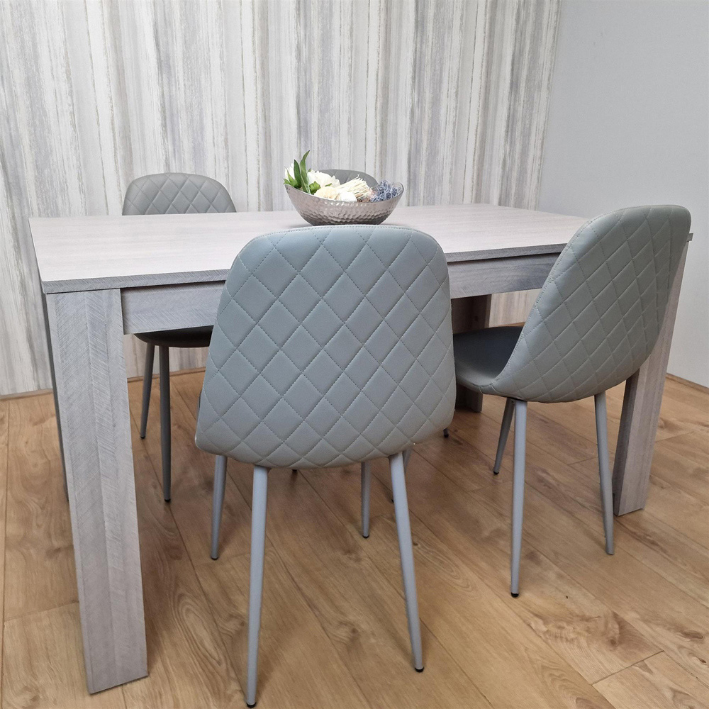Kosy Koala 4 Seater Wood and Faux Leather Dining Set Grey Image 5