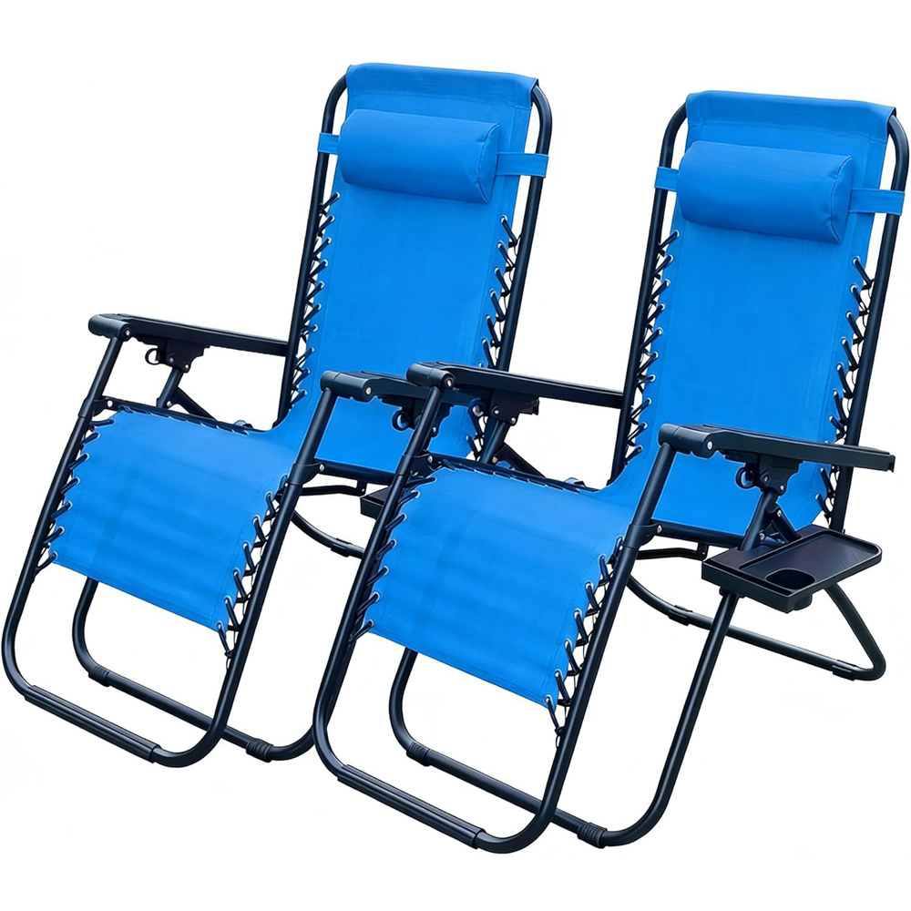 Alivio 2 Pack Sky Blue Zero Gravity Reclining Sun Loungers Image 2