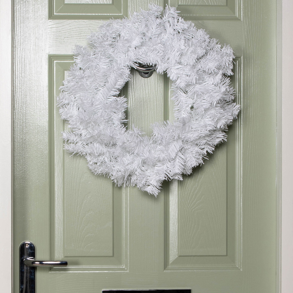 Samuel Alexander Plain White Wreath with PVC Branches 50cm Image 2