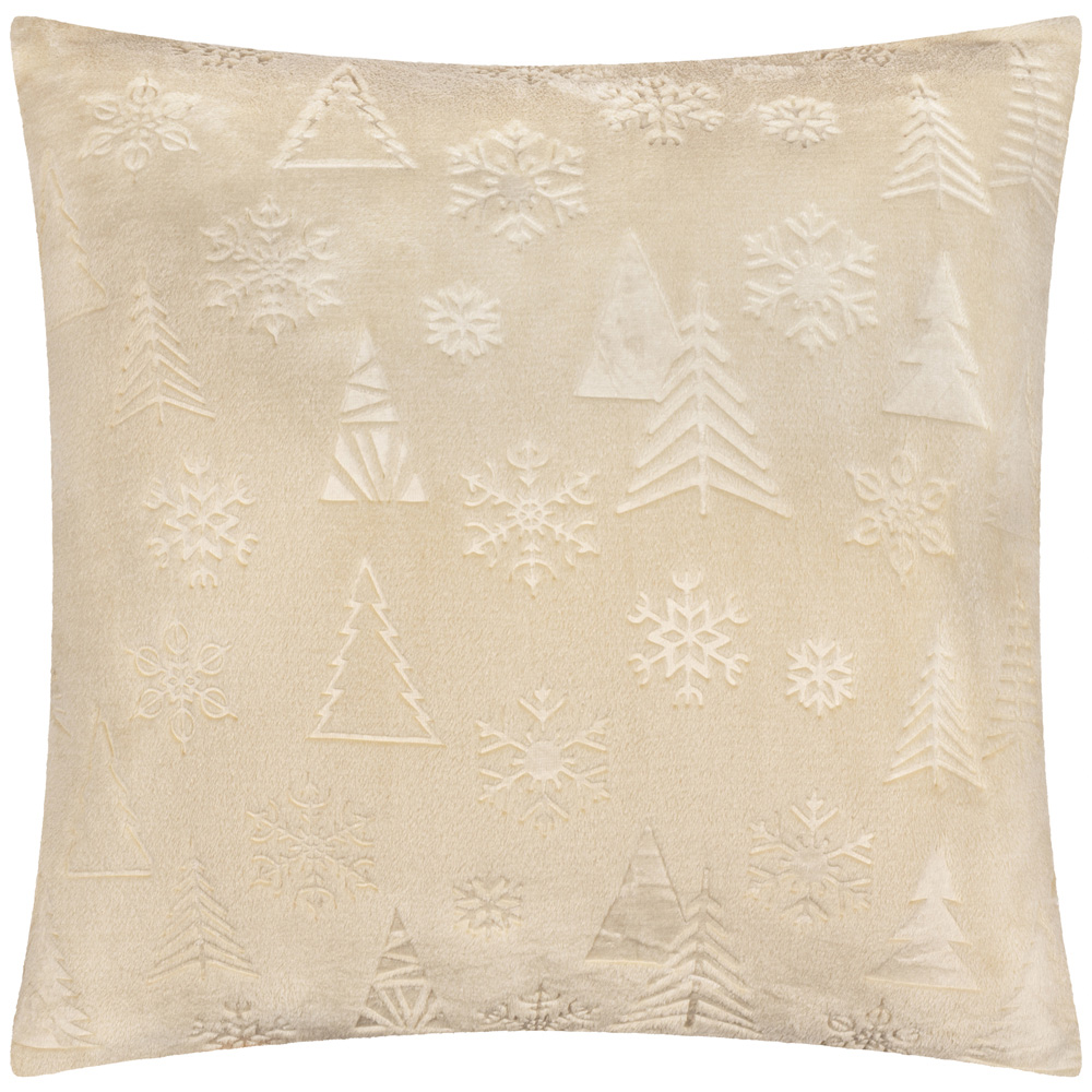 Furn Festive Time Embossed Natural Fleece Cushion 50 x 50cm Image 1