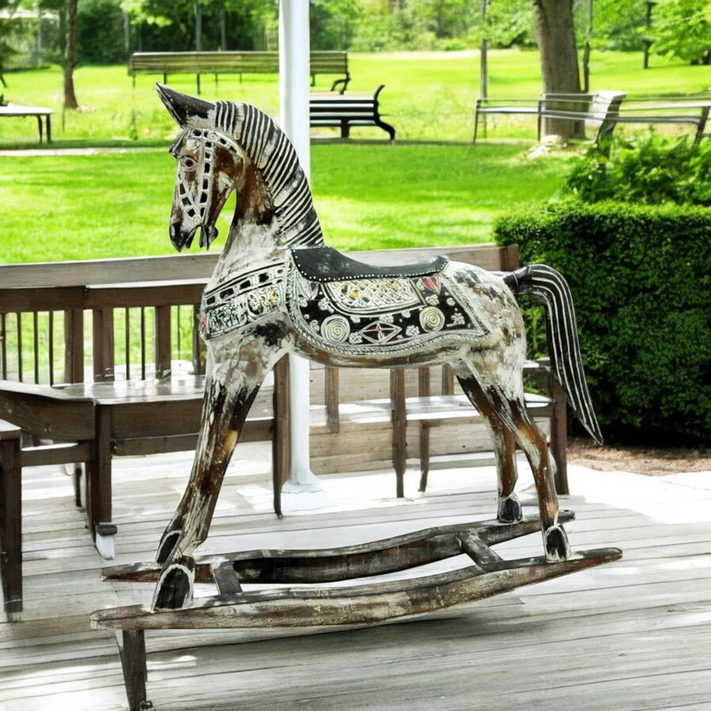 Acacia Home Brown Wooden Horse 45cm Image 2