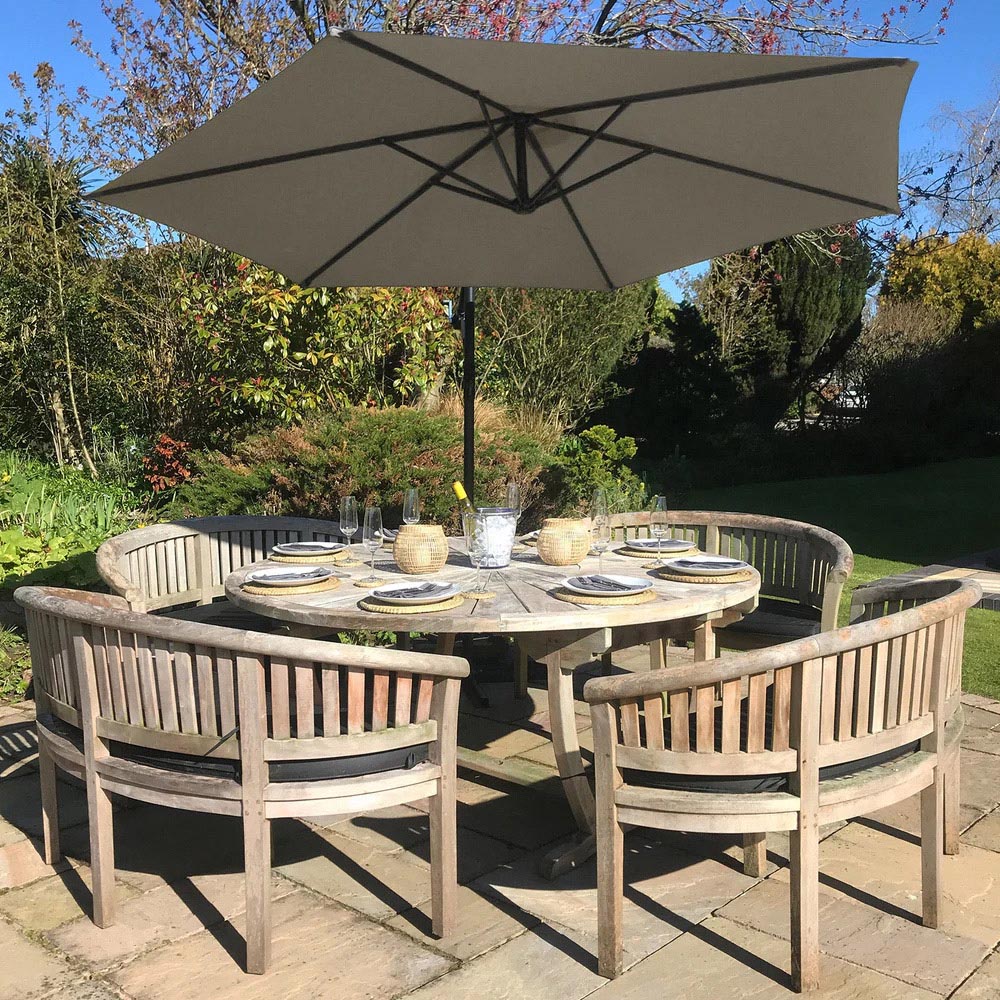 MonsterShop Beige Cantilever Parasol with Square Base 3m Image 2
