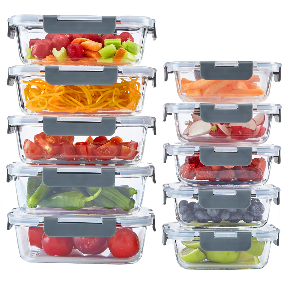 Neo 10 Piece Glass Food Storage Container Set with Lids Image 3