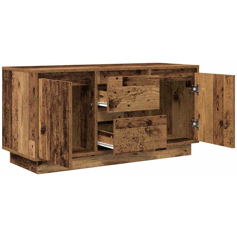 vidaXL 2 Door 2 Drawer Old Wood LED TV Cabinet Image 6
