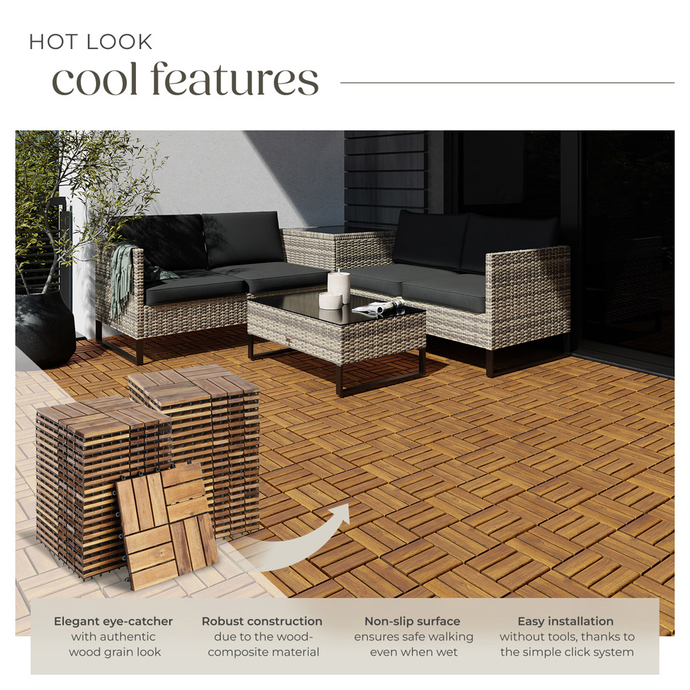 tectake Tabula 12 Slats Terrace Tiles 40 Pack Image 3