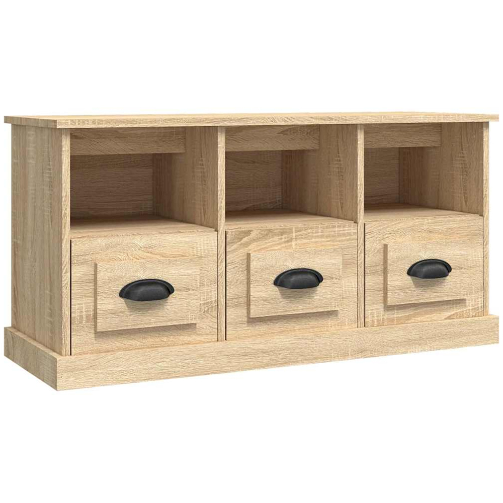 vidaXL 3 Drawer 3 Shelf Sonoma Oak TV Cabinet Image 2