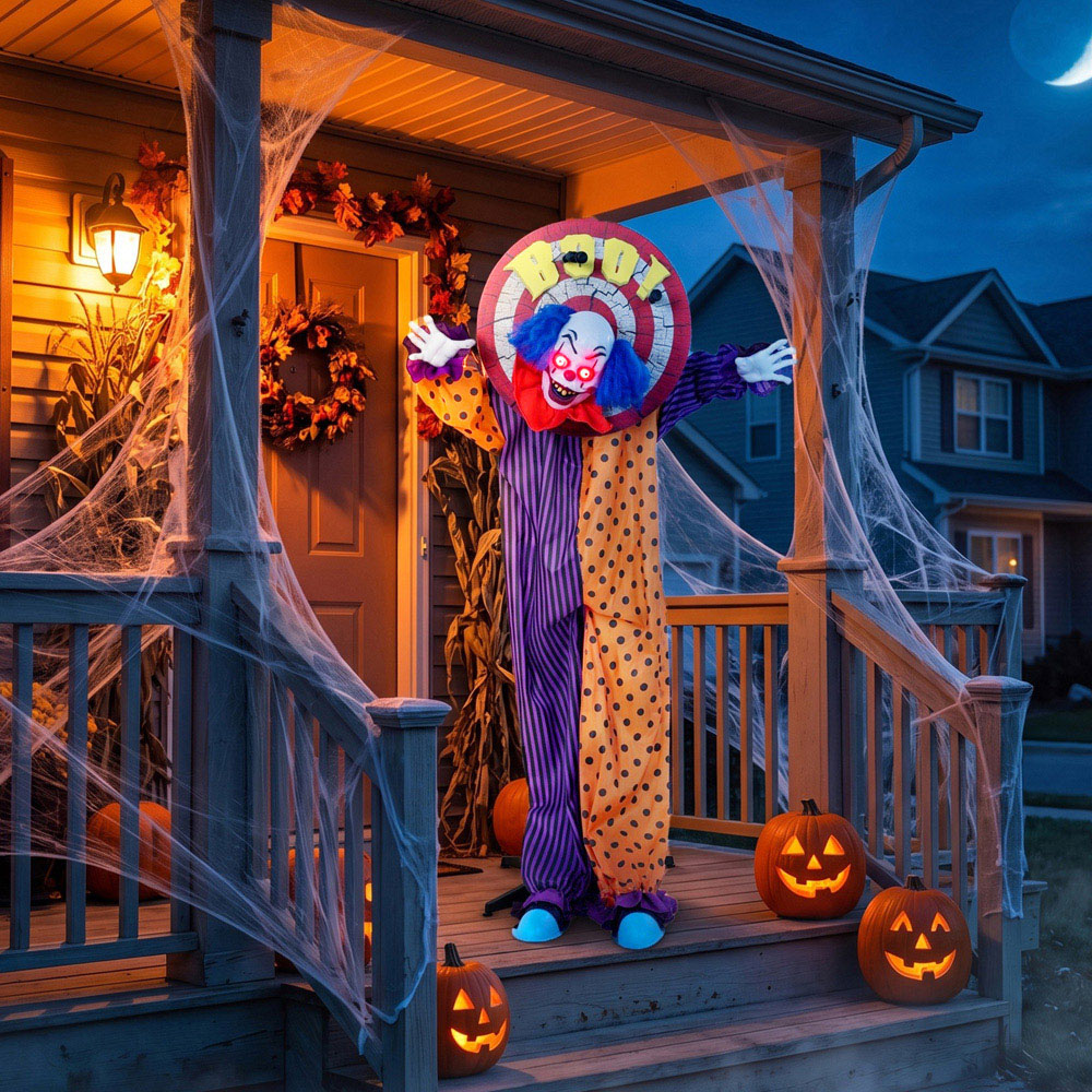 HOMCOM Light Up Life-Size Animated Clown Halloween Decoration 5.4ft Image 2