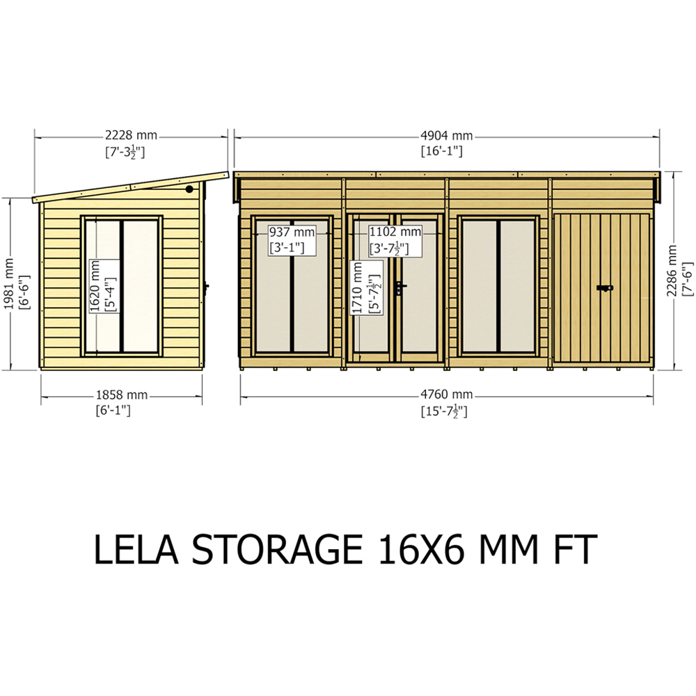 Shire Lela 16 x 6ft Double Door Summerhouse with Storage Image 9