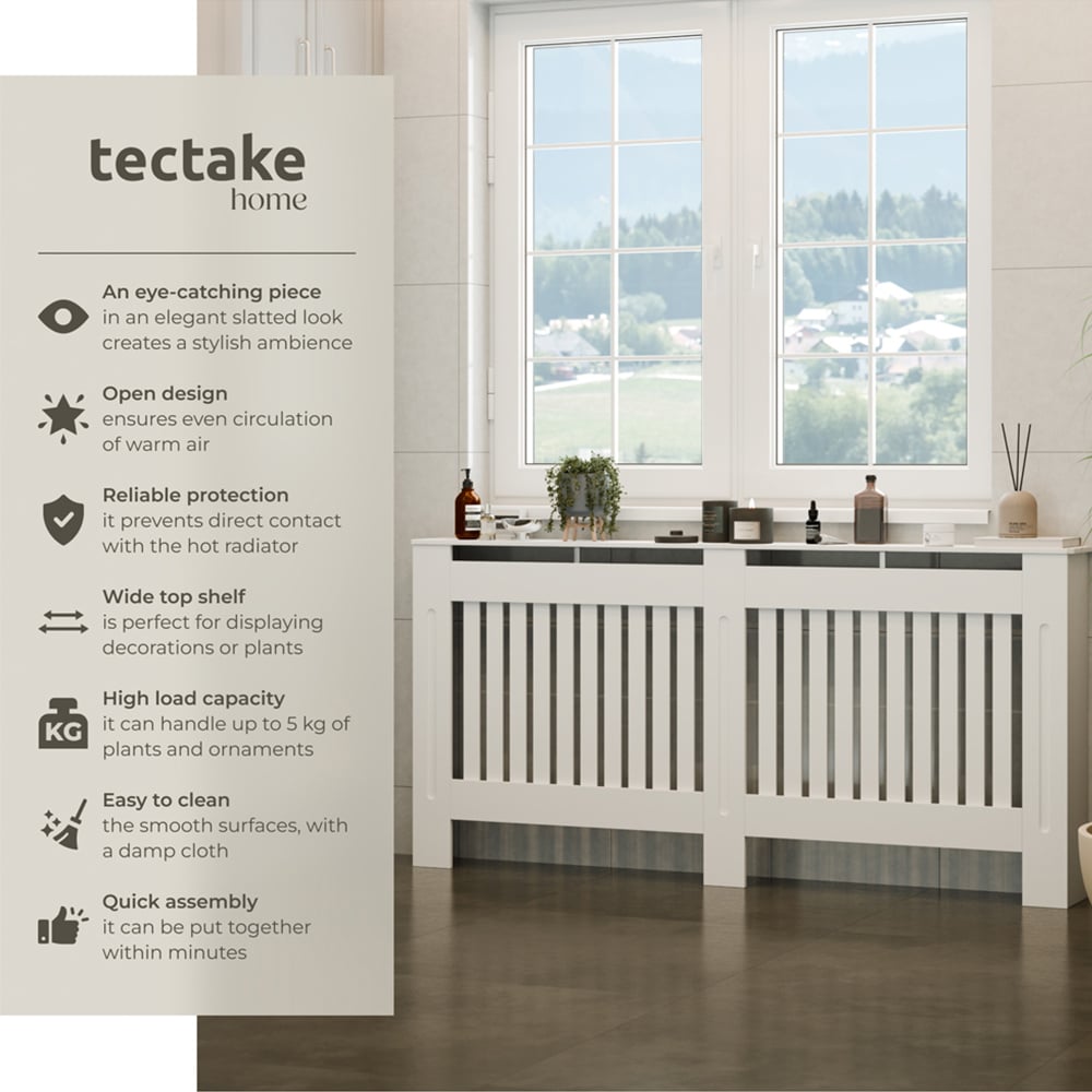 tectake Vila Louvre Style White Radiator Cover 172 x 82 x 19cm Image 6