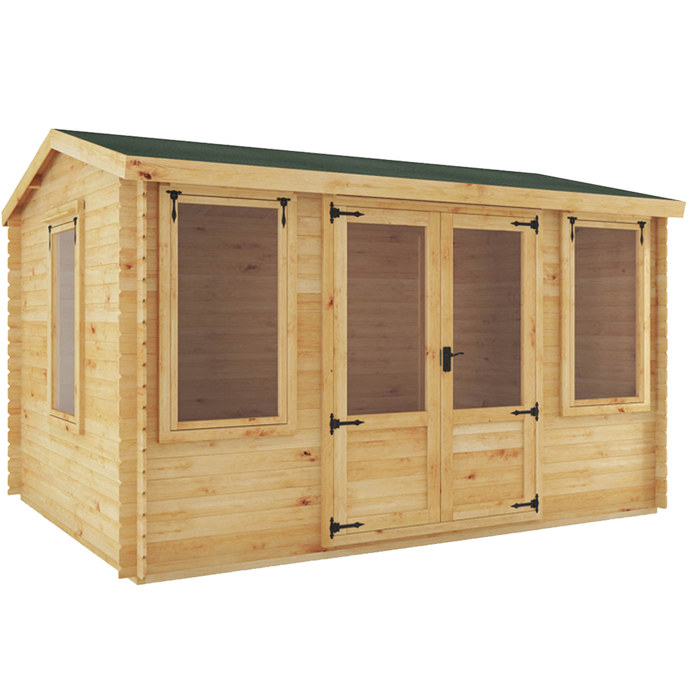Mercia 13.1 x 9.8ft Double Door Wooden Reverse Apex Log Cabin Image 1