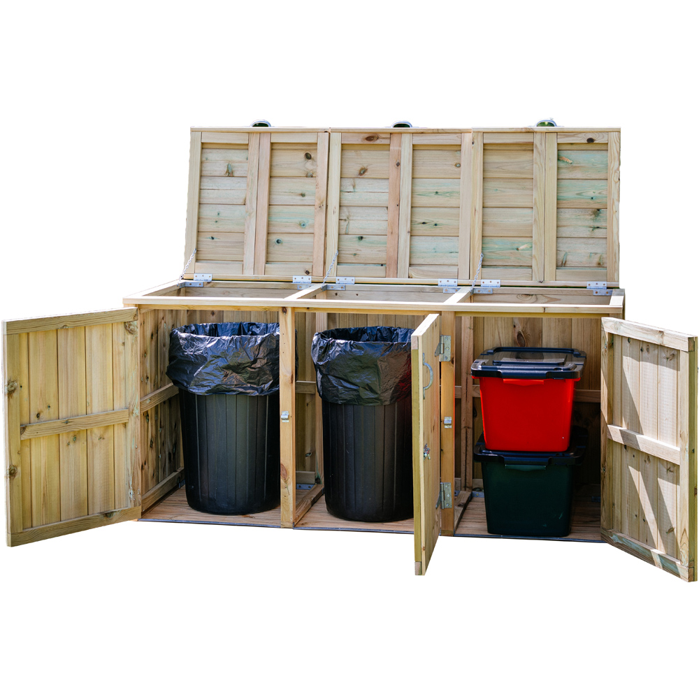 The Garden Village Dutton 6 x 2ft Triple Dustbin Storage Shed Image 4