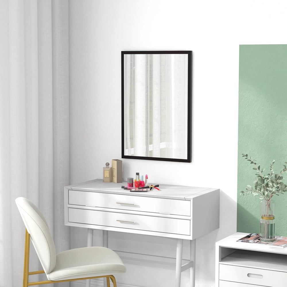 Portland Black Bathroom Wall Mirror 70 x 50cm Image 5