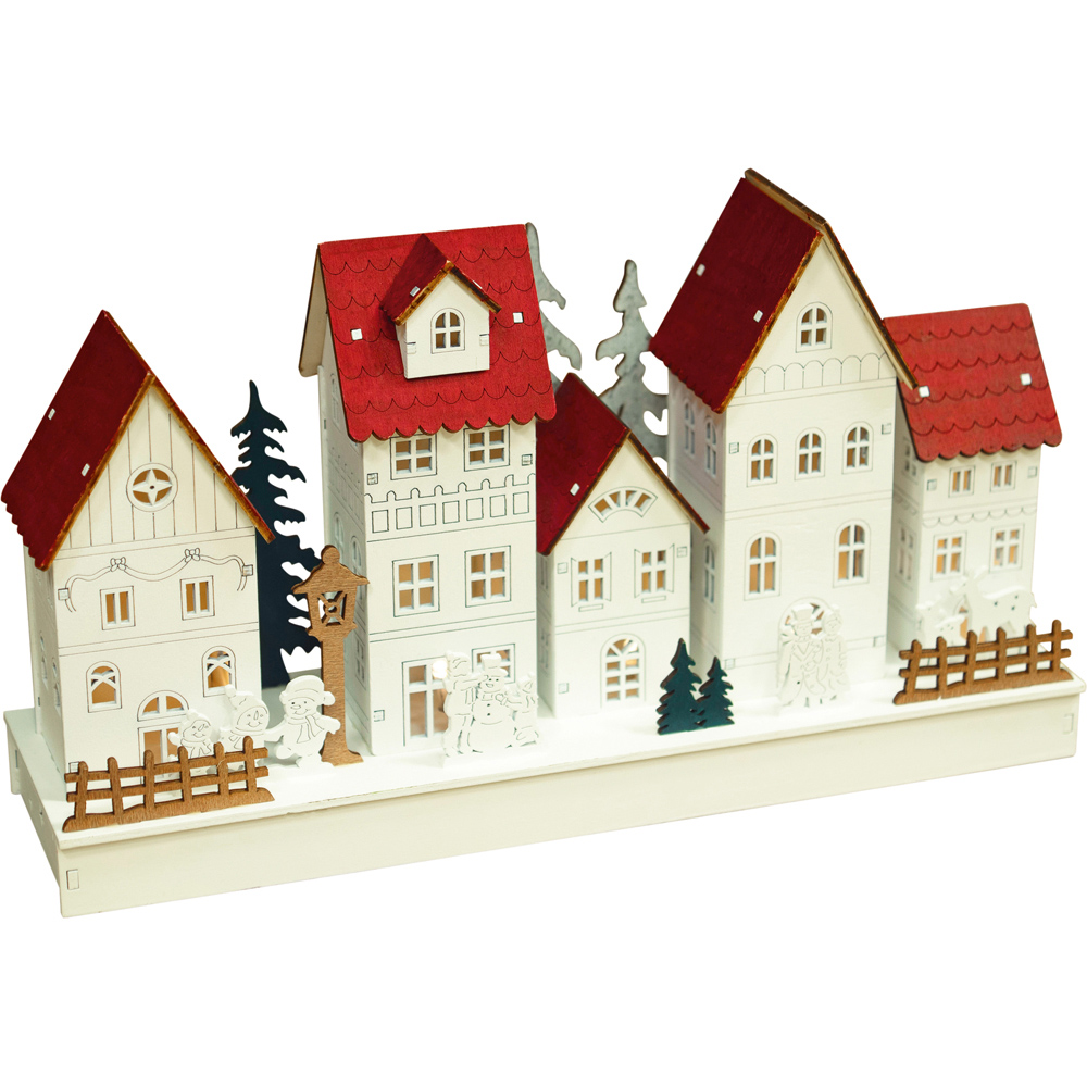 St Helens White and Red Flat Wooden Christmas Scenery Image 1