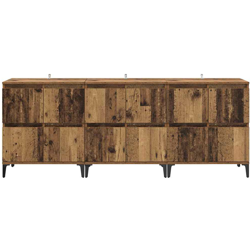 vidaXL 4 Door Old Wood Sideboard with Metal Legs Set of 3 Image 5