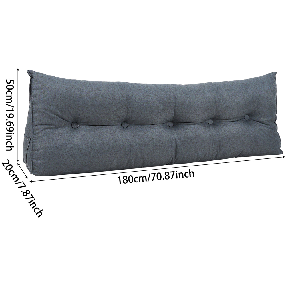 Living and Home Dark Grey Washable Wedge Headboard Pillow with Side Pocket 50 x 180cm Image 8