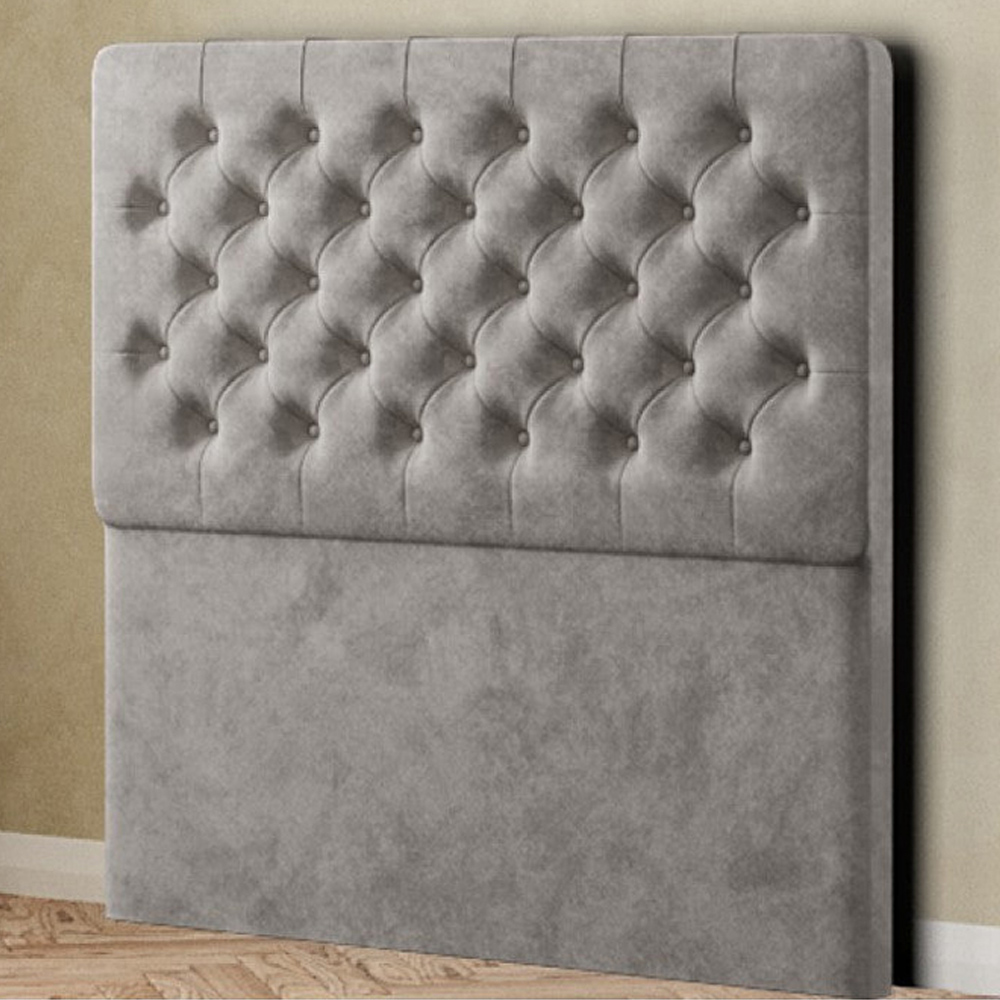 Eleganza Mary Chesterfield Single Silver Plush Floor Standing Headboard Image 1