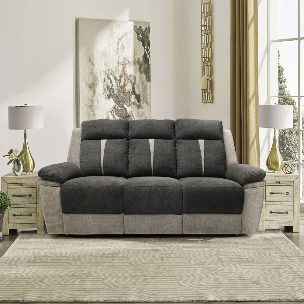 Comfy Living 3 Seater Grey Manual Recliner Sofa Image 7