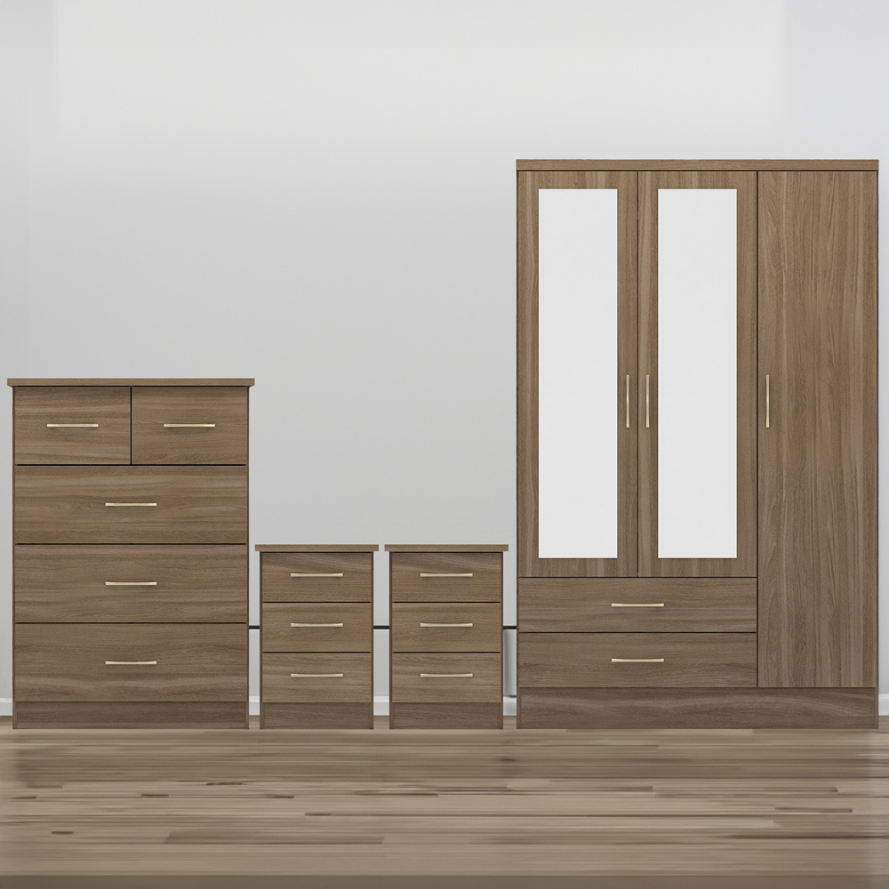 Seconique Nevada Rustic Oak Effect 4 Piece Bedroom Furniture Set Image 1