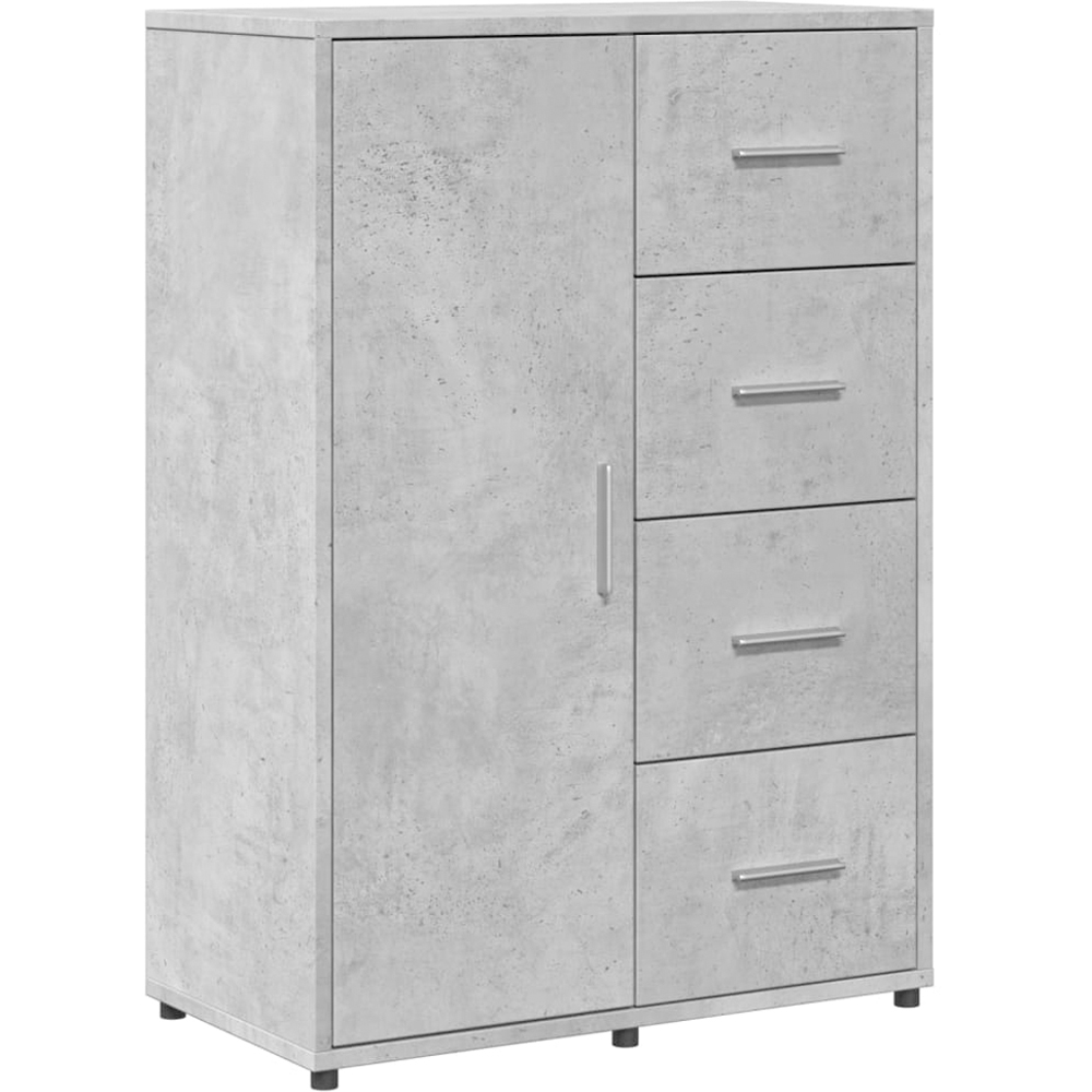 vidaXL Single Door 4 Drawer Concrete Grey Sideboard Image 2