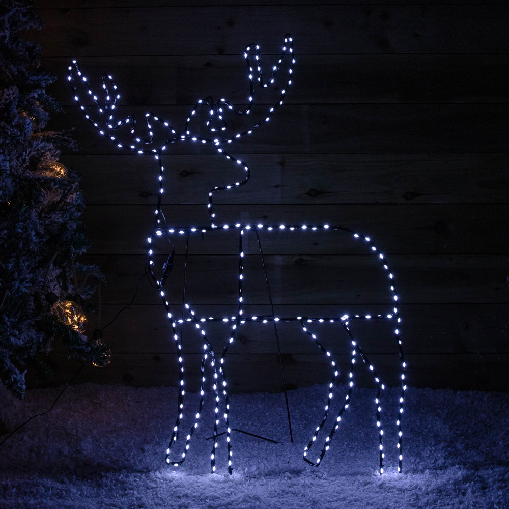 Samuel Alexander 292 Cool White LED Light Up Christmas Standing Reindeer 2.6ft Image 1