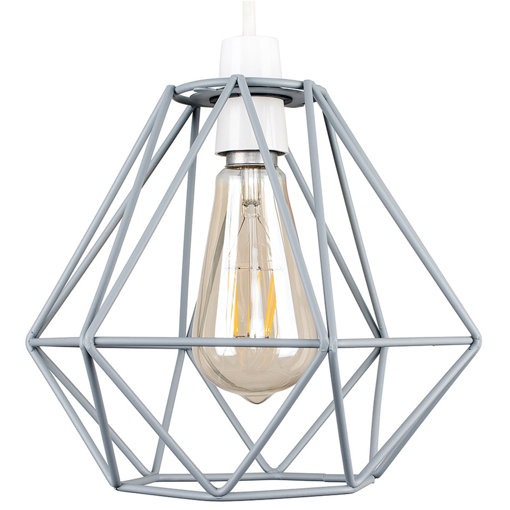 ValueLights Diablo Grey Industrial Wire Frame Pendant Shade Image 1