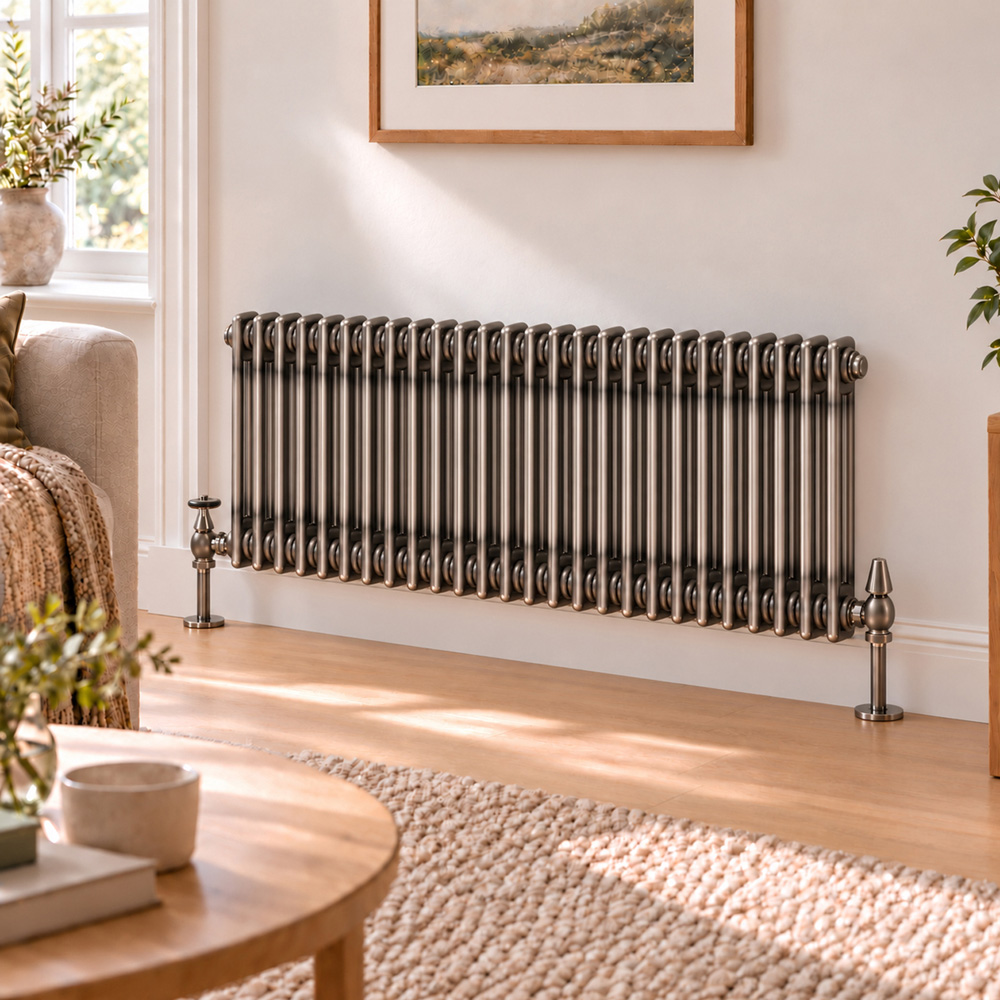 Go Bathrooms Clarence Raw Metal 2 Column Radiator 400 x 1190mm Image 2