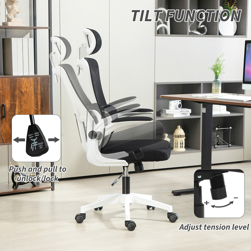 Portland Black Mesh Recliner Office Chair with Adjustable Headrest and Lumbar Support Image 5