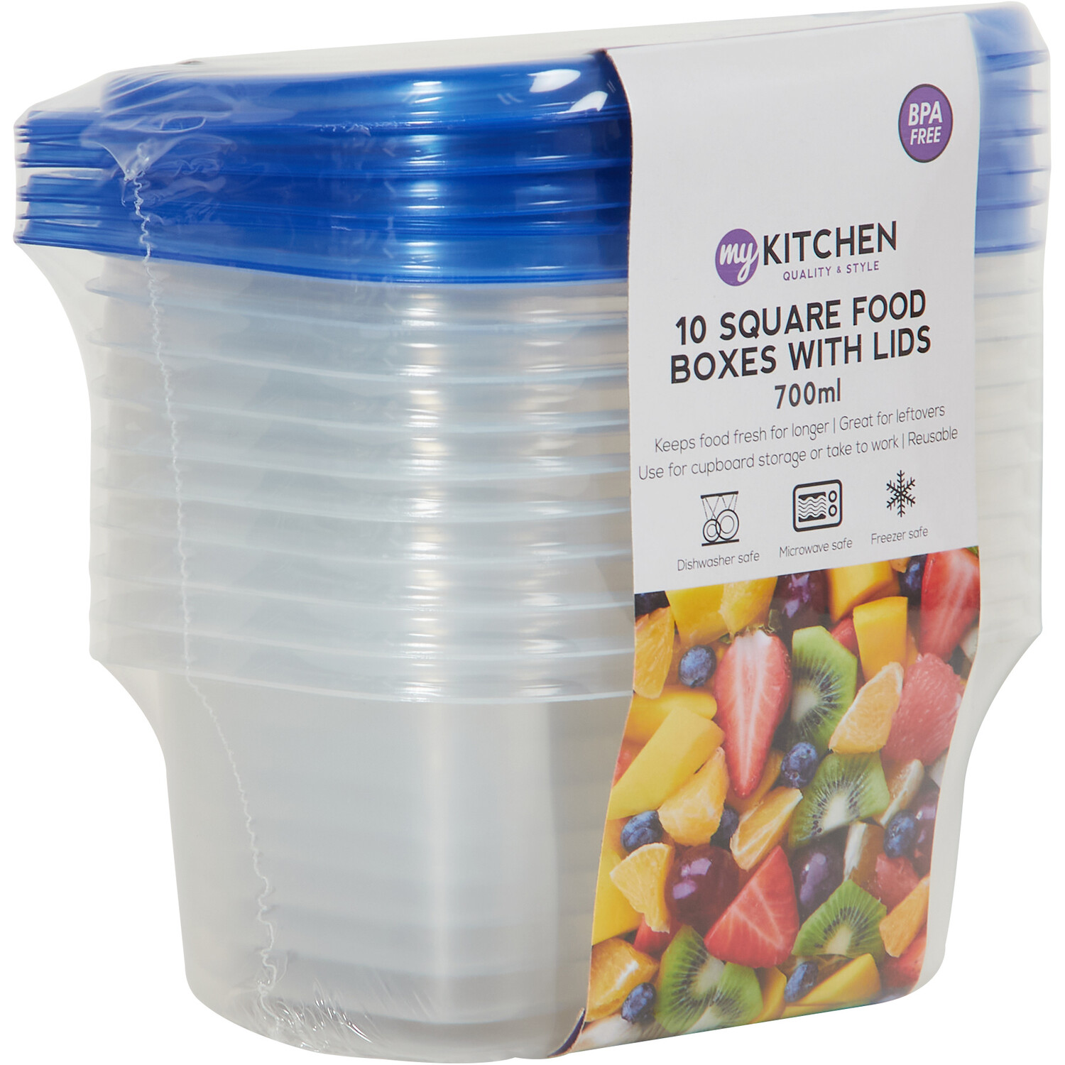 Pack of 10 Square Food Boxes with Lids Image 2